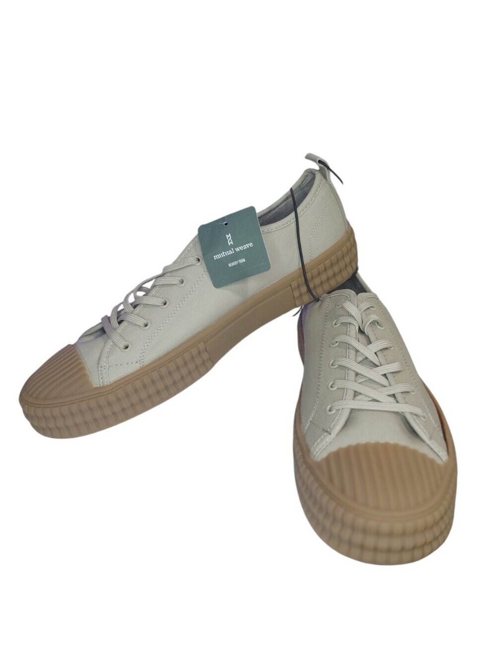 NEW Men's Low-Top Sneakers Natural Tan Slip On Laced Shoes Size 11